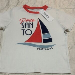 Vinyl icons White Sailboat Graphic T-Shirt Portugal M NWT